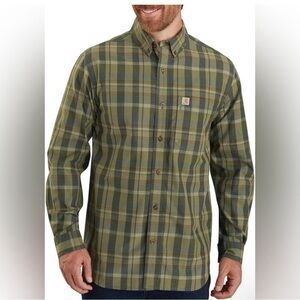 Carhartt Loose Fit Olive Green Long Sleeve
Plaid Shirt Size 2 XL